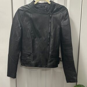 Bar III Black Leather Jacket for Women
